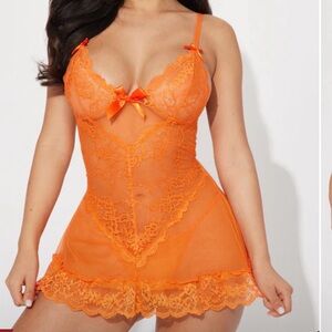 Fashion Nova Vibrant Orange Lace Chemise